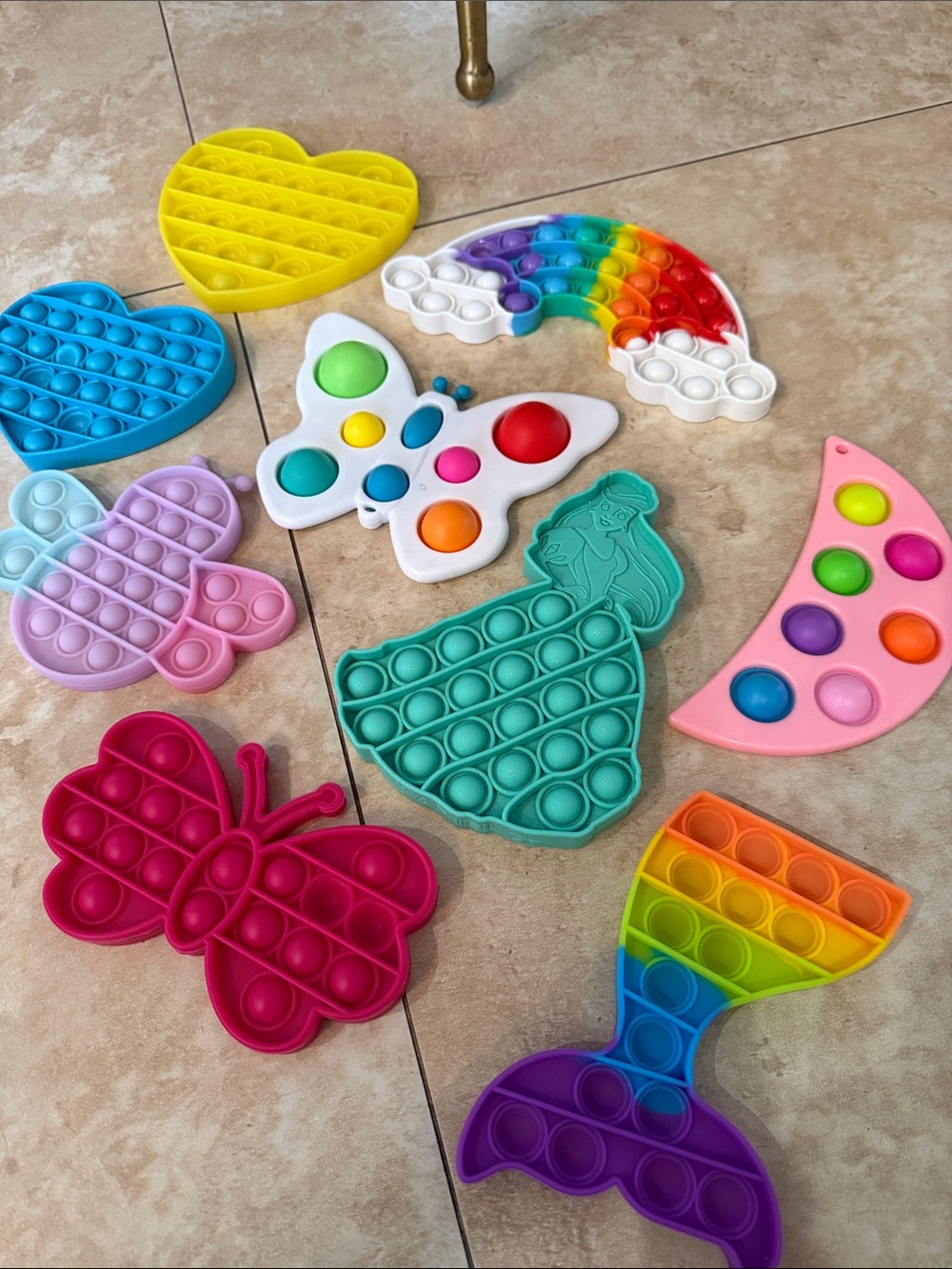 Assorted Colorful Kids Pop Fidget Toy Set - Rainbow, Teal, Pink, Yellow